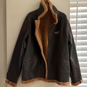 Brown Shearling Lined Leather Jacket